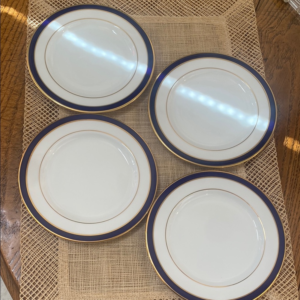Lenox Federal Cobalt Navy Rimmed Butter Plates, set of 4.